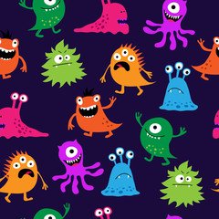 Seamless bright pattern of monsters