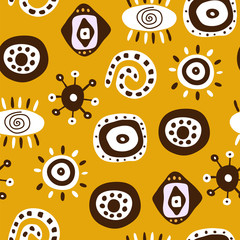 African ornament on yellow background