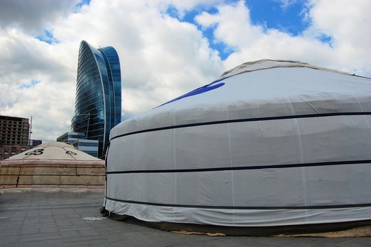 Mongolian Ger Tents on Chinggis Khaan Square, Ulaanbaatar
