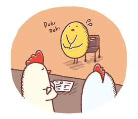 ヒヨコの面接 © TAMAGO POTATO
