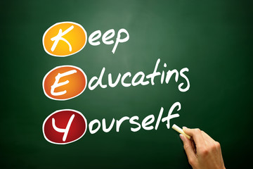 Keep Educating Yourself (KEY), acronym on blackboard