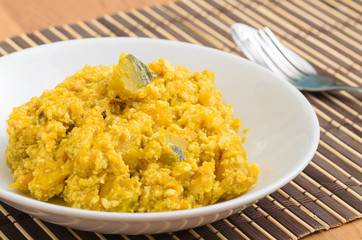 Stir fried pumkin with scrambled egg, thai food