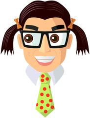 Nerd geekie woman vector icon