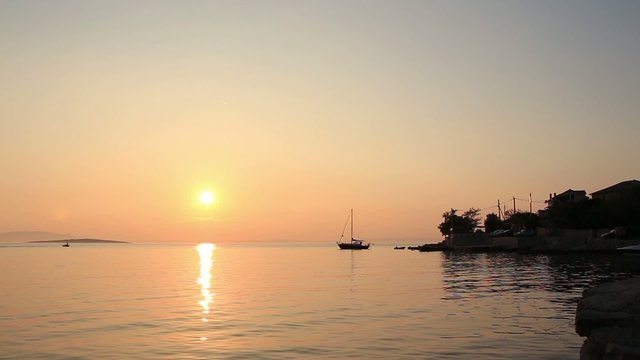 Beautiful Peaceful Gold sunset mediterranean sea harbor
