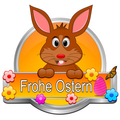 Osterhase wünscht Frohe Ostern Button
