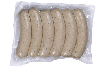sausages in plastic packaging