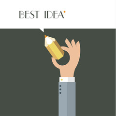 Stylized hand holding pencil