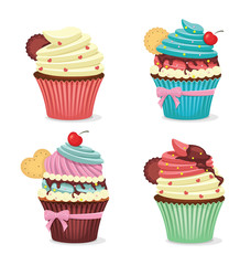 Vector cup cake set