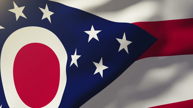 ohio flag waving in the wind. Looping sun rises style