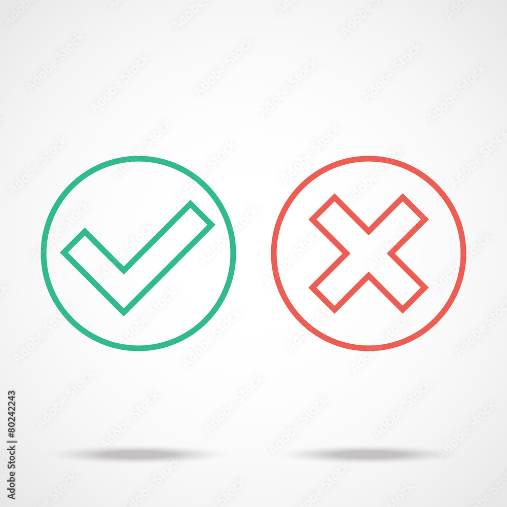 Poster flat line check marks icons