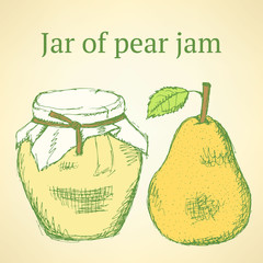 Sketch pear and jar in vintage style