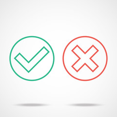 Flat line check marks icons