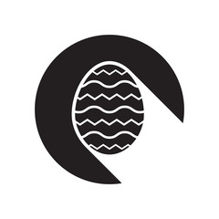 black icon with Easter egg and stylized shadow