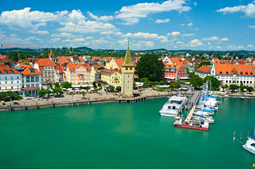 Obraz premium Port of Lindau, Lake Constance