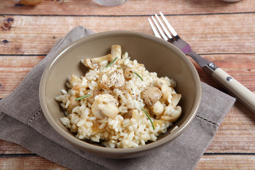 Rice with mushrooms in a bowl