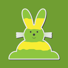sitting smiling greenish yellow Easter bunny