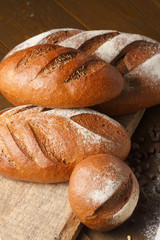 Fresh dough in flour with rye bread