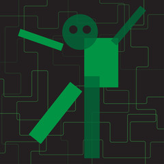 abstract green geometric stylized character
