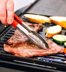 grilled meat and vegetables