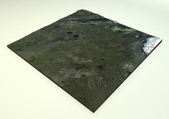 Vulcano Laki, Islanda, vista satellitare, sezione terreno 3d