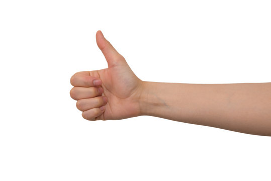 Young Lady's Right Thumb Up Hand Sign