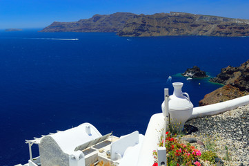 Caldera seascape from beautiful volcanic island of Santorini