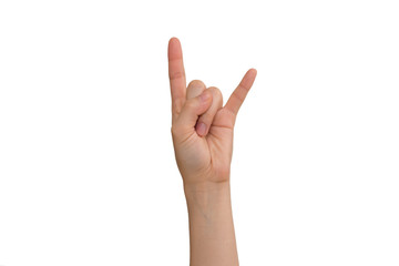 Young Lady's Left Corna Hand Sign