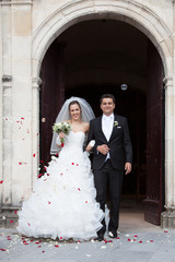 Happy young couple just married - wedding day