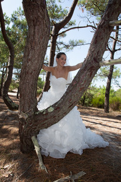 Nice and a Beautiful bride outdoors