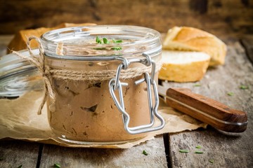 homemade chicken liver pate in the jar