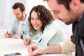 Fototapeta premium Young attractive student during classes