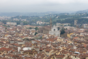 Fototapeta premium Florencja pejzaż miejski z bazyliką Święty krzyż
