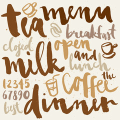 Coffee set. Set of elements for a diner or cafe