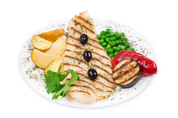 Grilled fish fillet.