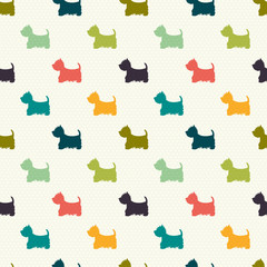 Dogs silhouettes seamless pattern. West highland terrier