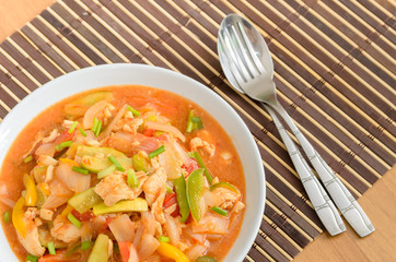 Stir fried pork with mix vegetable in sweet and sour sauce