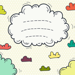 Hand drawn doodle cloud frame.