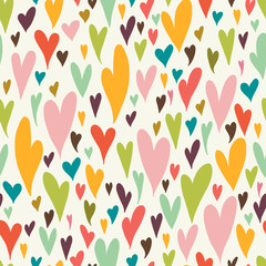 Valentine's day seamless pattern with colorful hearts.