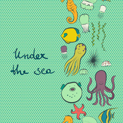 Under the sea vertical seamless pattern