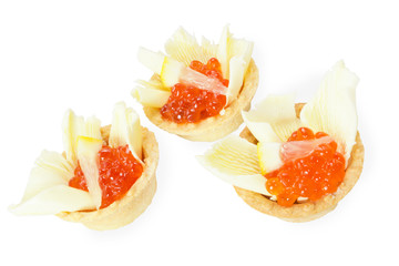 Tartlets with red caviar