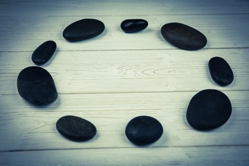 Pebble circle on a table