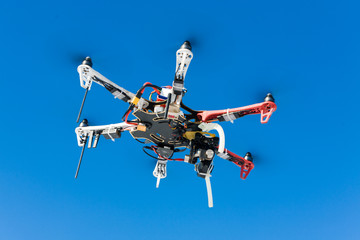 Naklejka premium Flying drone in the sky.