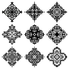 set of vector graphic abstract ornamental designs