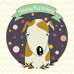 Greeting or invitation card template with funny cartoon dog