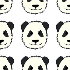 Panda's heads seamless pattern.