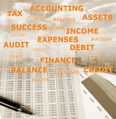 Calculator pen and paper.