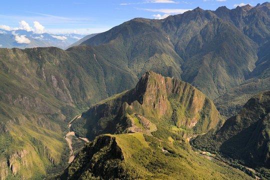 Aerial view of Machu Picchu, lost Inca city in the Andes, Peru