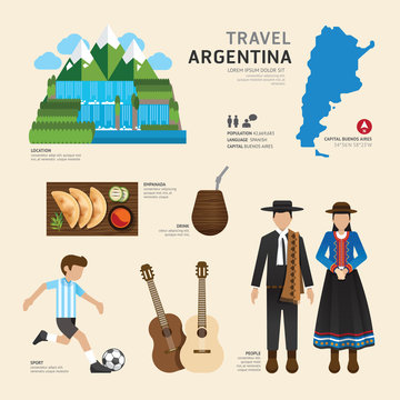 Travel Concept Argentina Landmark Flat Icons Design .Vector Illu