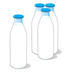 Bottles of milk isolated on white background