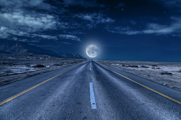 road under the moon
